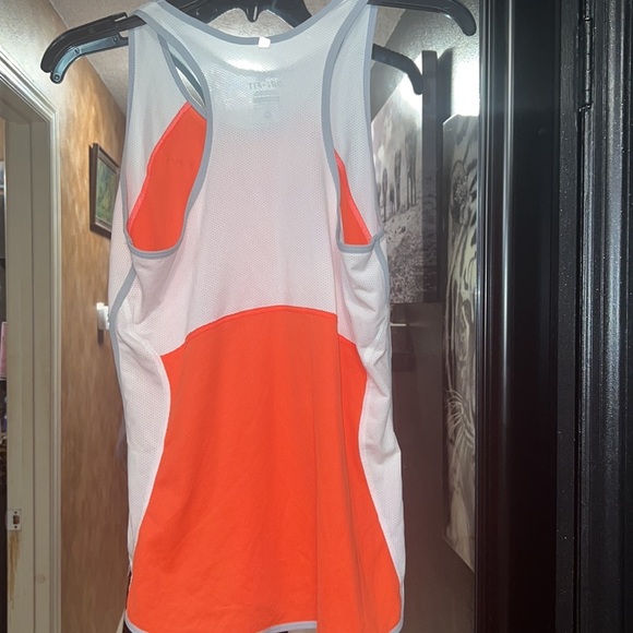 🔥3 for $25🔥 (EUC) BRIGHT ORANGE AND WHITE RACER TANK SZ M - Picture 5 of 5